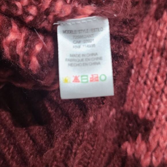 Anthropologie Ginny Pink Houndstooth Cowl Neck Oversized Sweater XS GUCWool - Picture 4 of 4